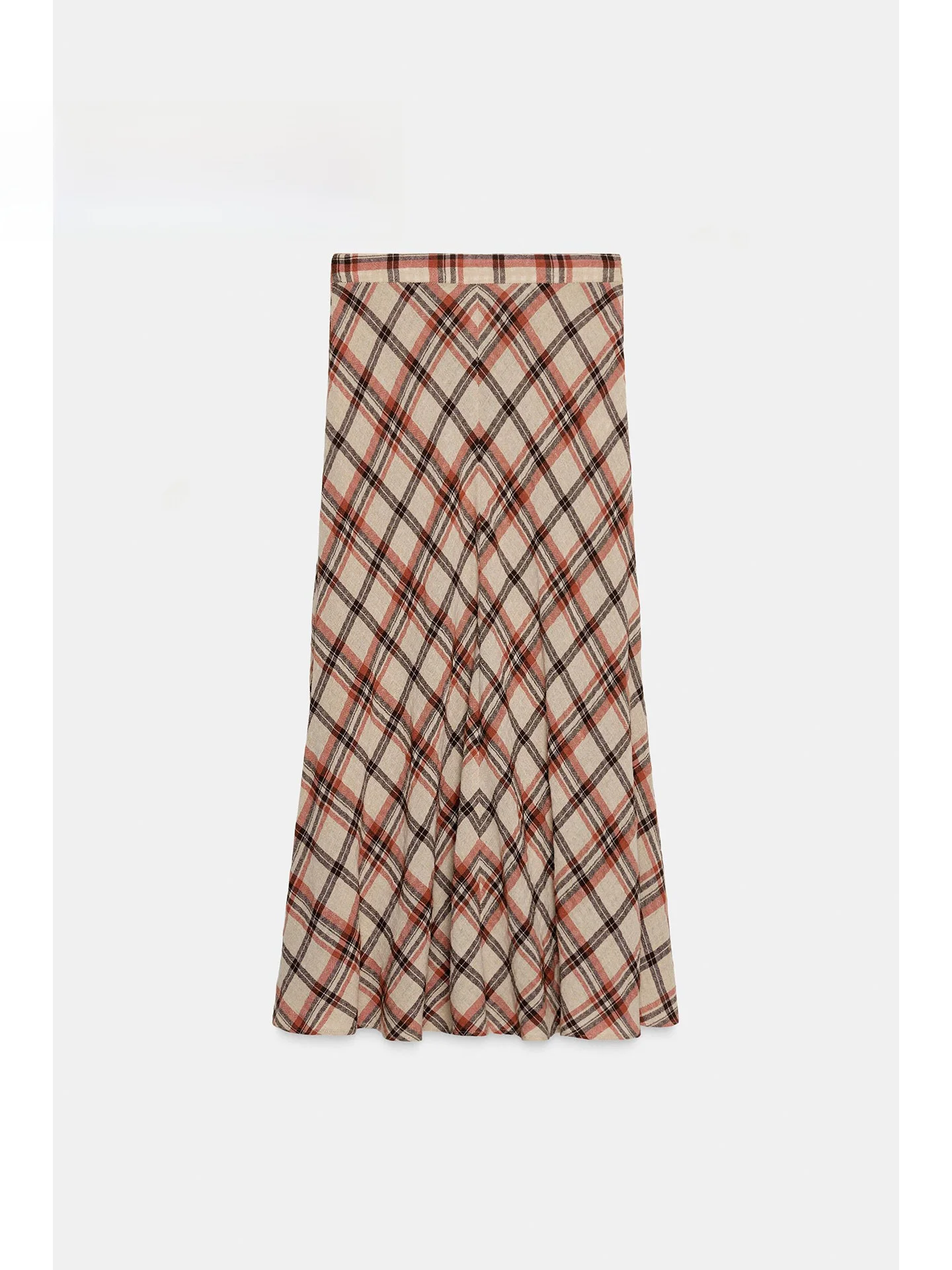 Spring 2026 Retro Unique Midi Skirt Plaid Versatile Slimming mid Waist Half Body Casual Style A-Line Loose Fit Ladies Skirt
