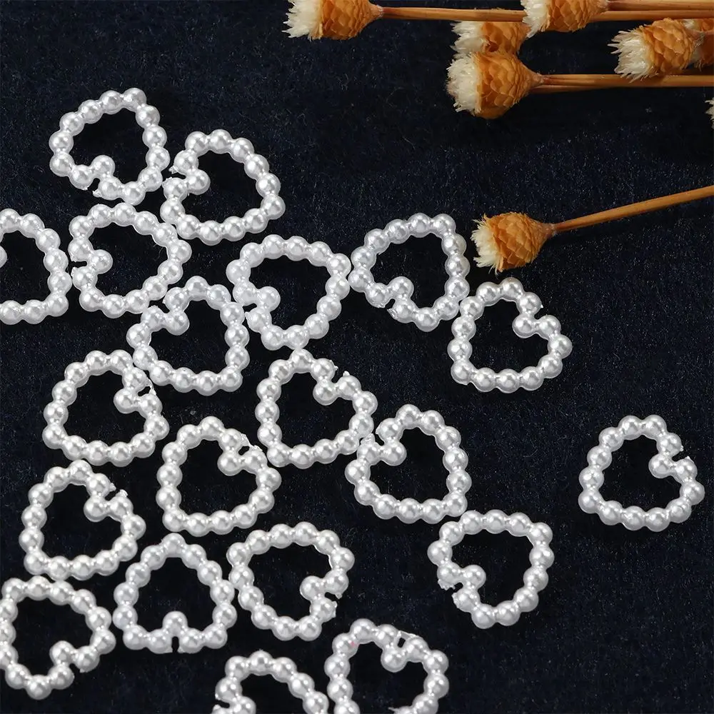 20pcs White Charm Pearl  3D Nail Art Decorations Heart-shaped  Design Jewelry Fashion Manicure Accessories