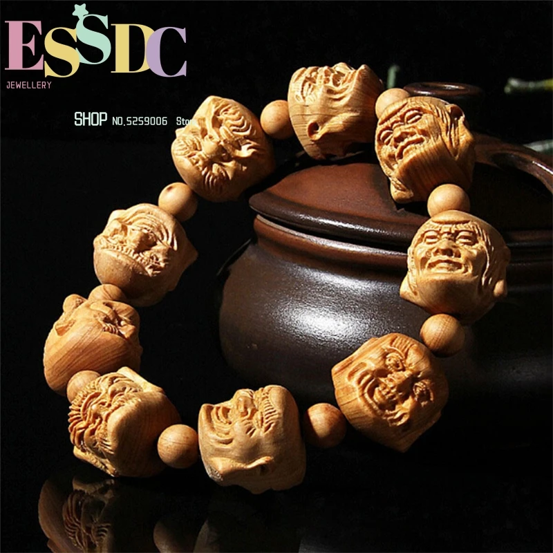 Taihang Arborvitae Smiling Buddha18 Arhats Head Bracelets Attract Money Mink Fragrance Fashionable Wooden Beads