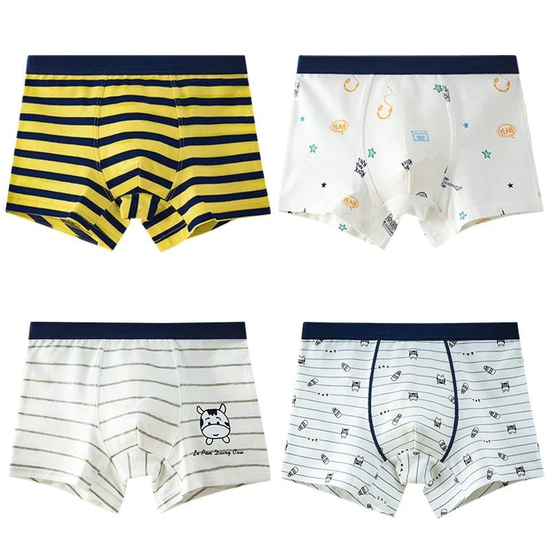 

Cute Underwear for Toddler Boys Cotton Children Breathable Panties Grey Football Print Underpants Teen Boys Clothes 4pcs/pack