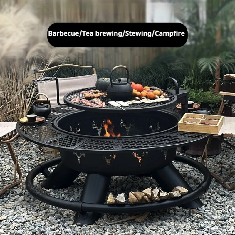 Relaxing Roasting Stove Table Stainless Steel Convenient Courtyard Barbecue Grill Multifunctional Outdoor Camp Cooking Supplies
