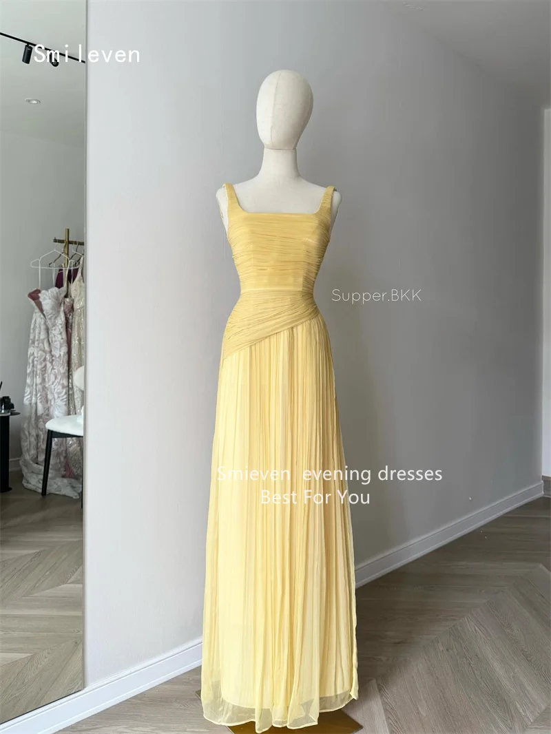 Smileven Geel A-lijn فسات Mohamed 1914 Prom Dress Comfortabel Feestjurken Spaghetti Gelegenheid Jurk Aangepaste 2026