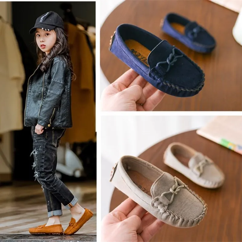 2023 Spring Autumn Children Shoes Boys Loafers Girls Moccasins Slip-on Shoes Flat Sneakers Kids Flat Casual Shoes Size 21-35