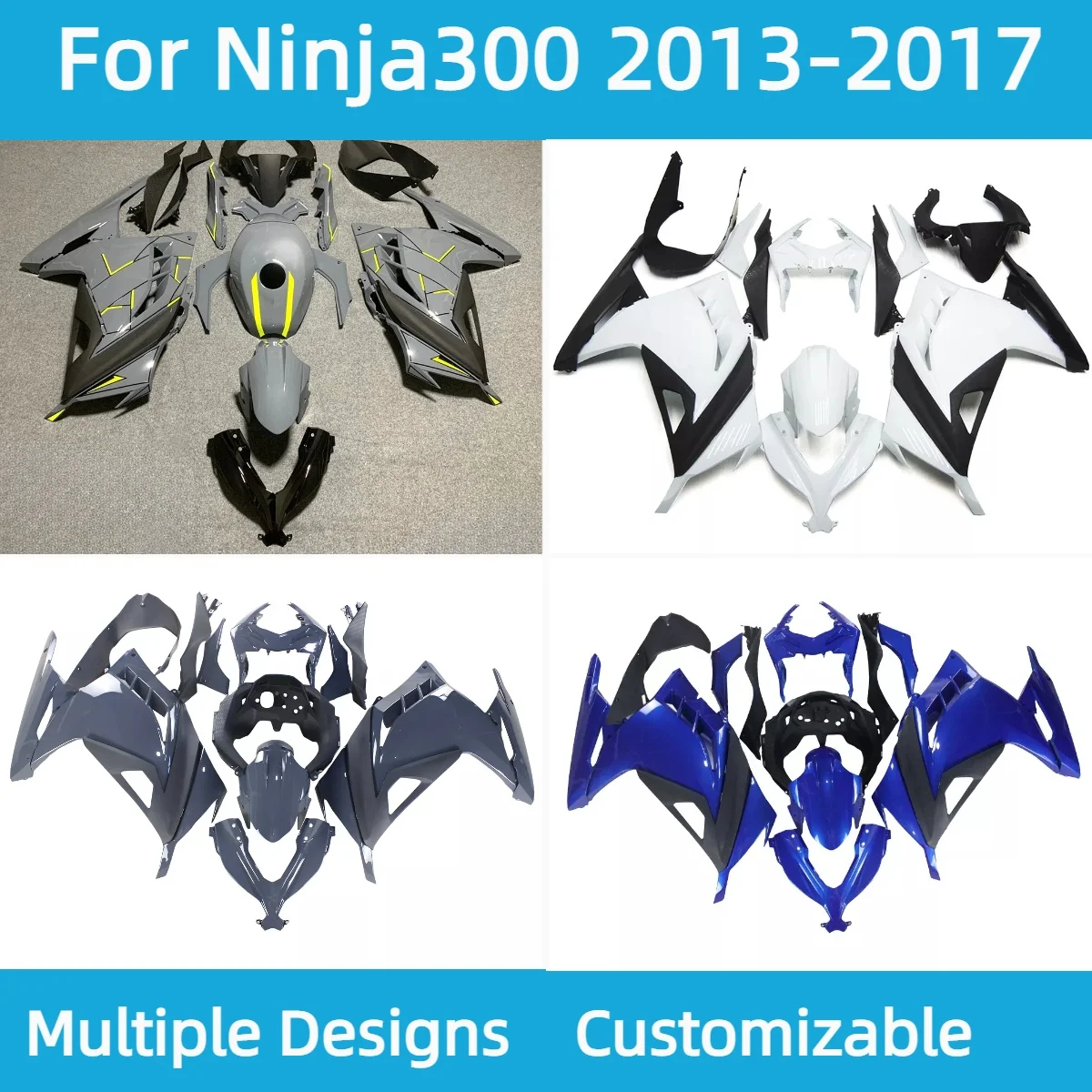 

Ninja300 2013-2017 Комплект обтекателей из АБС-пластика для Kawasaki Ninja 300 13-17 Обтекатели для литья под давлением Кузов
