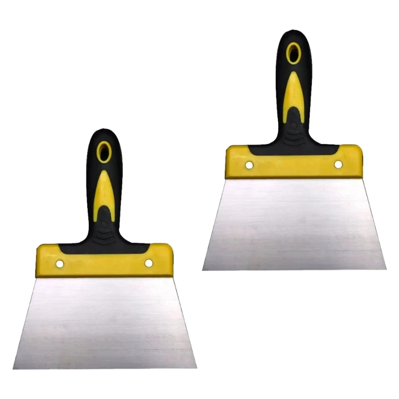 Double Color Handle Large Stainless Steel Trapezoidal Putty Scraper Putty Scraper Cleaning Scraper Bricklayer Tool