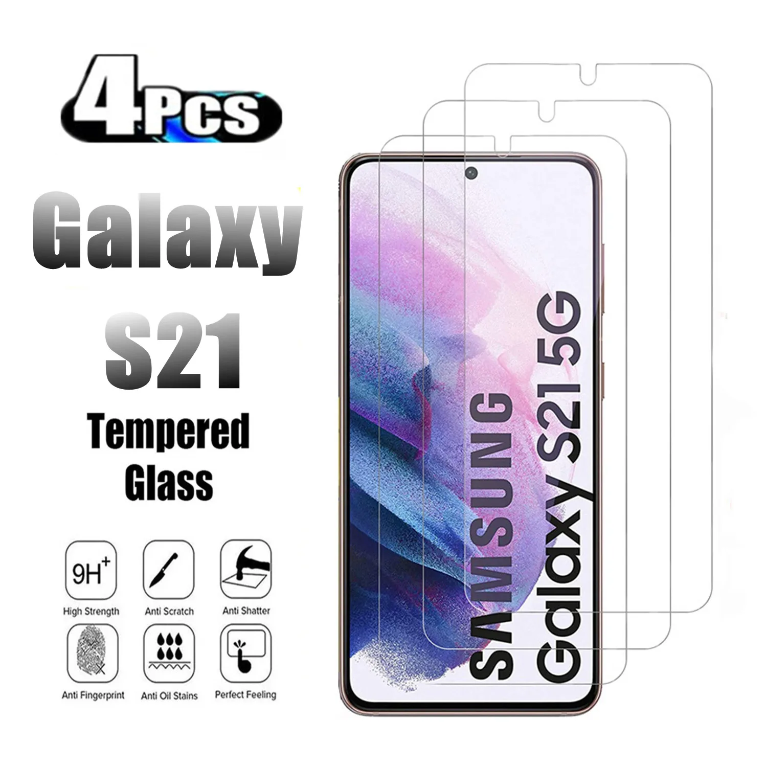 

HD Screen Protector Glass For Samsung Galaxy S21 5G 2/4Pcs 0.2MM 9H Tempered Glass Film