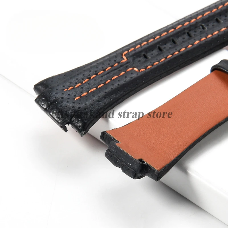 Cinturino per orologio in vera pelle nera 15mmx27mm per Seiko SNL017P1 SNL029P2 SNA595P2 SNL021P1 Braccialetti per orologi Accessori per orologi