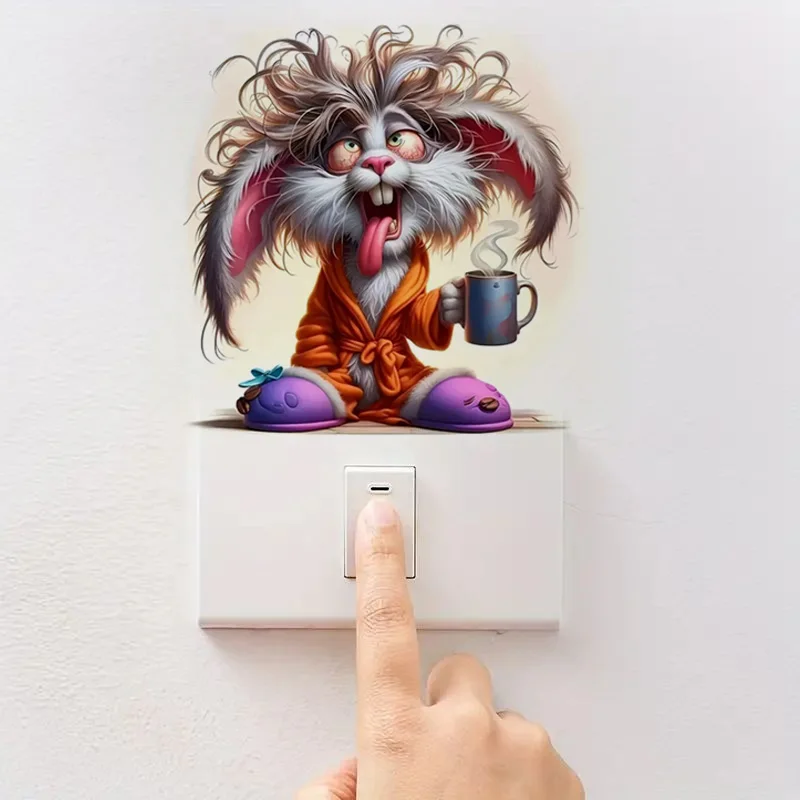 Crazy Bunny Wall Decal for Living Room Decoration Easy to Beautify Your Home, Used for Toilet, Car，Refrigerator, Cabinet