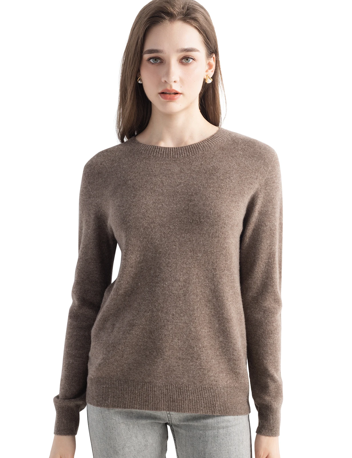 

Женский свитер с круглым вырезом, пуловер из 100% мериносовой шерсти, трикотажный свитер, осенне-зимний джемпер, вязаный теплый топ с длинными рукавами, женская одежда