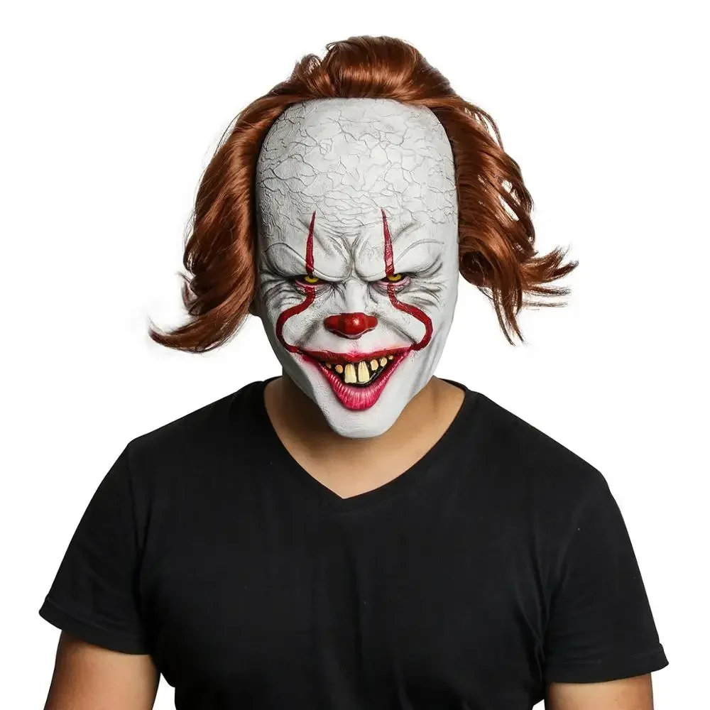 

Joker Mask Movie The Dark Knight Cosplay Green Clown Mask Halloween Masks Joker Latex Brown Hair Wig Headcover Masque