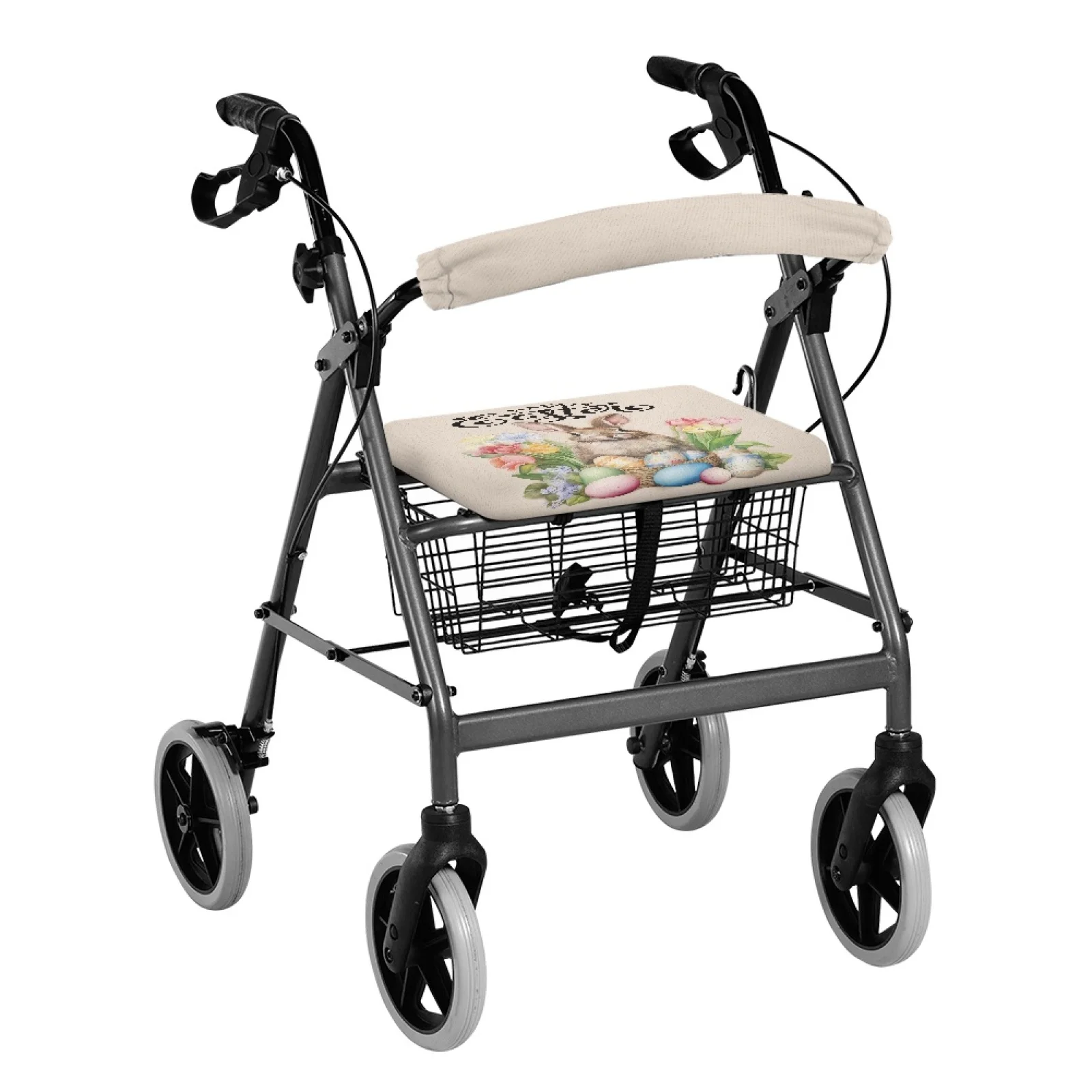 Coloranimal Easter 2 Pieces Set Rollator Walker Seat and Back Rollator Walker Seat Cushion Cover for The Elderly Neighborhoods