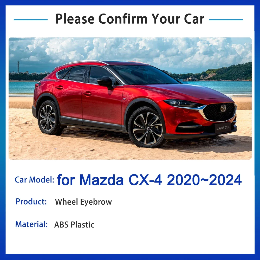 for Mazda CX-4 CX4 CX 4 2020 2021 2022 2023 Car Side Wheel Arch Fender Accessories Auto Flares Black Mudguard Wheel Eyebrow Trim