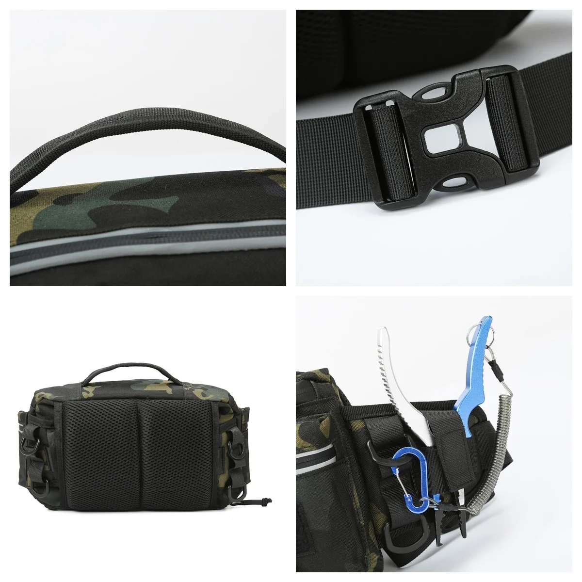 حقيبة خصر متعددة الوظائف للرجال سعة كبيرة متينة للرجال حقيبة خصر لصيد الأسماك في الهواء الطلق خفيفة الوزن حقيبة صدر للرجال تكتيكية