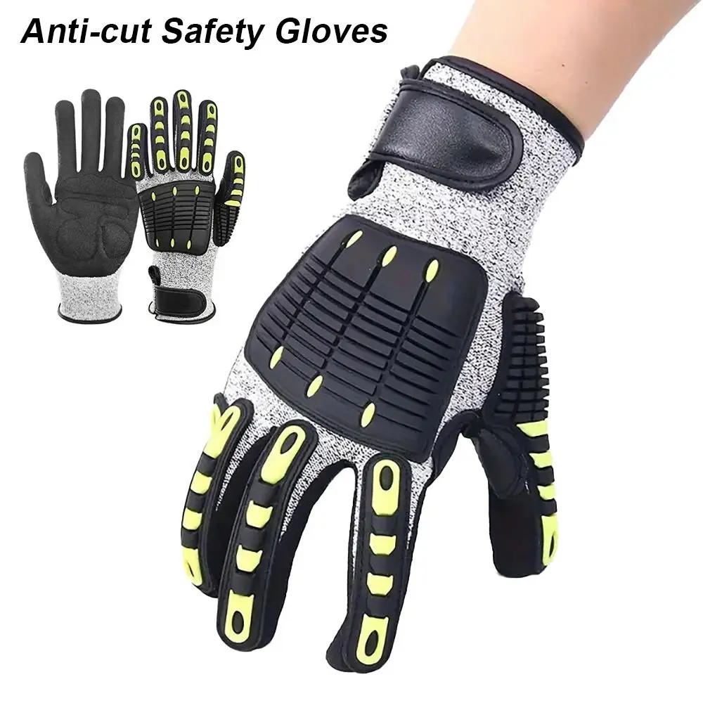 1 زوج قفازات العمل المضادة للاهتزاز مكافحة تحطيم المستوى 5 مكافحة قطع المضادة للتصادم قفازات الإنقاذ في الهواء الطلق S/M/L/XL/2XL