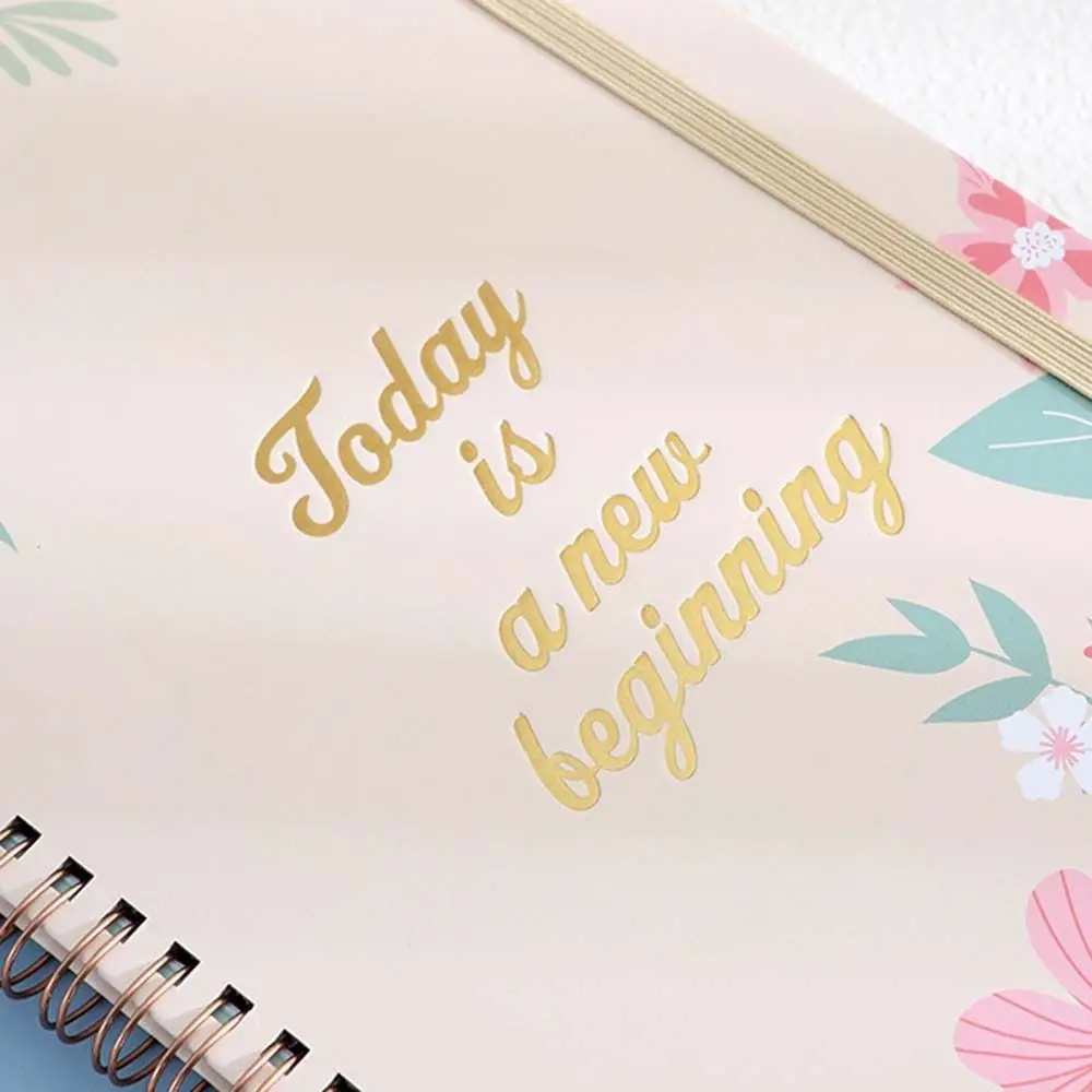 80 Sheets A5 English Notepad To Do List Floral Printing Coil Notebook Portable Time Management Schedule Planner Notepad