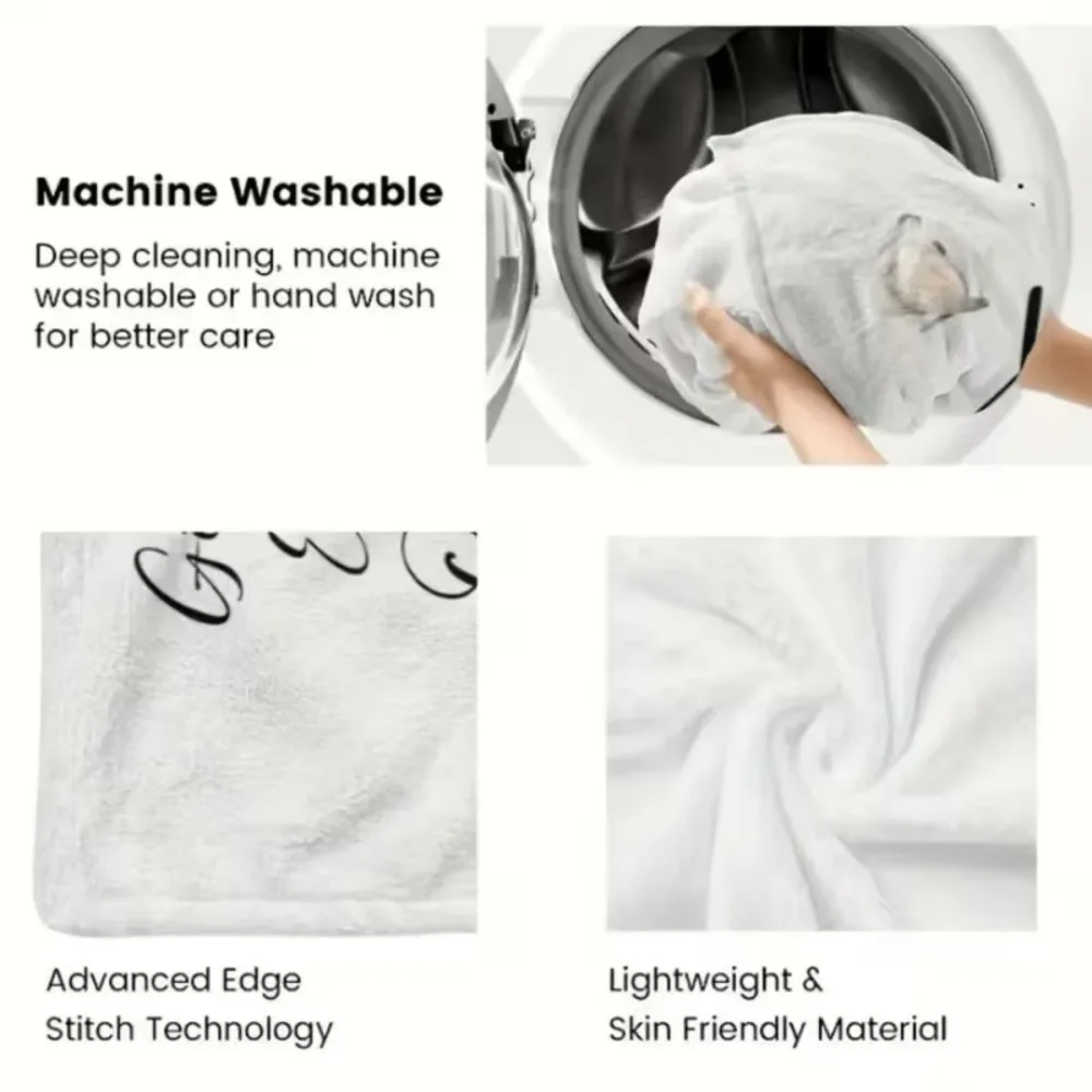 1pc Four Seasons Suitable Flannel Blanket Cute Pandas With Musical Notes for Travel, Camping for Living Room, Office Machine Washable