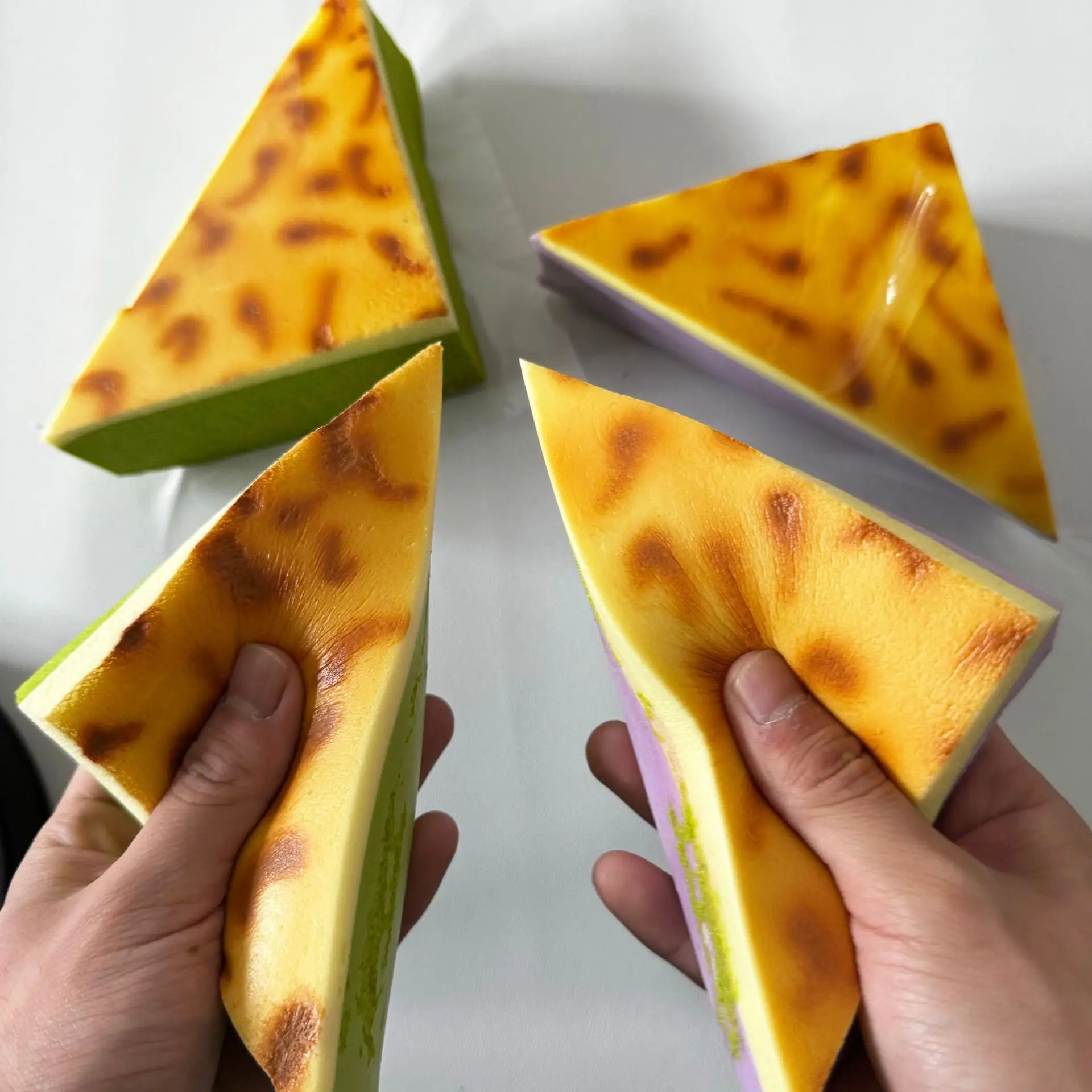 Simulation Triangle Tiger Skin Cheese Cake PU Slow Rebound Toy Stress Relief Toys Creative Matcha Cake Pinch Music Fidget Toys