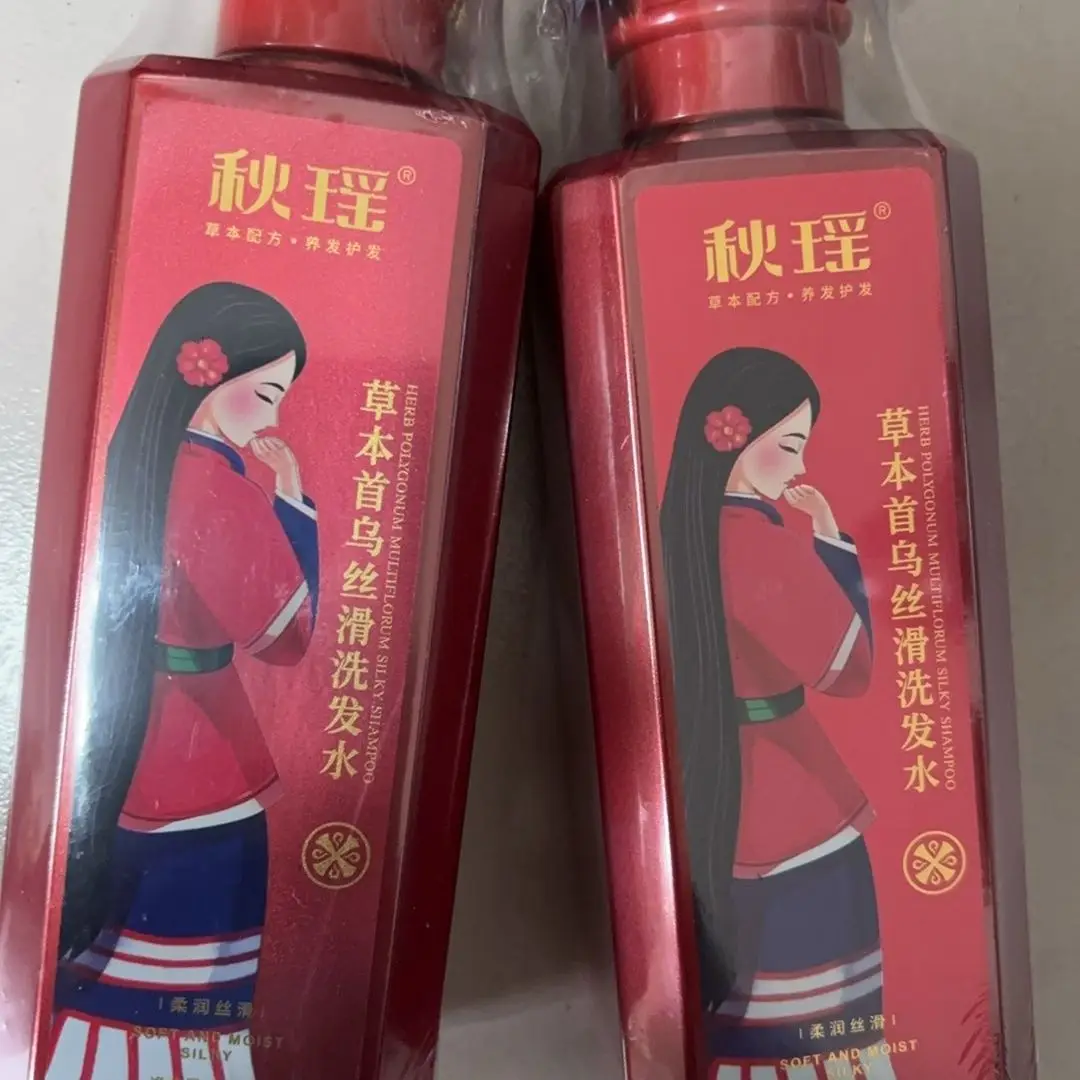 Qiuyao Herbal He Shou Wu Silky Shampoo, Smooths Frizzy Hair & Adds Shine, Oil Control Refreshing & Volumizing Formula