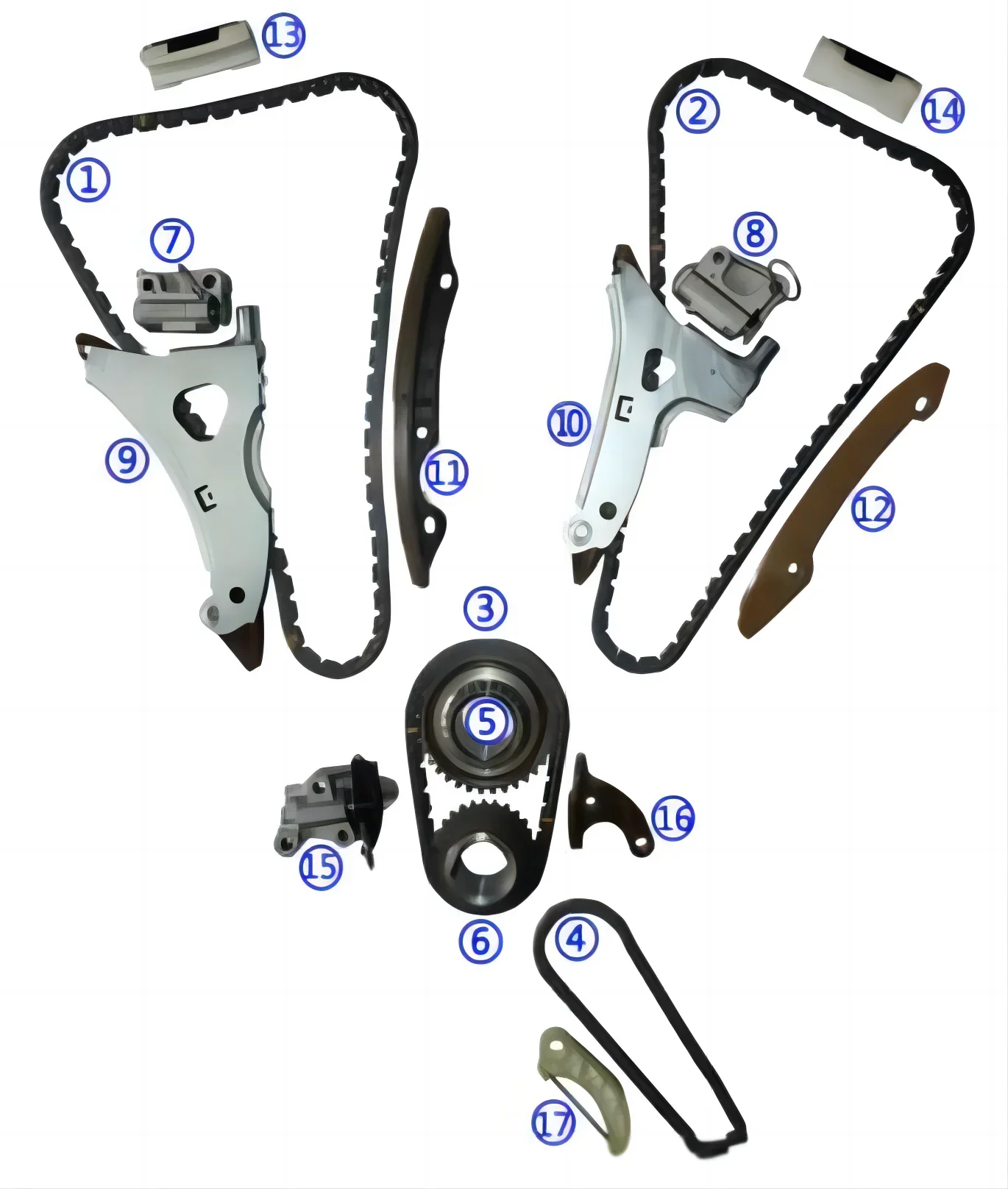 

Timing Chain Kit (17 Piece Set )M ercedes M276 Chains, Tensioners, Gears for Me rcedes W205 W212 W222 W166 OEM A2760502416