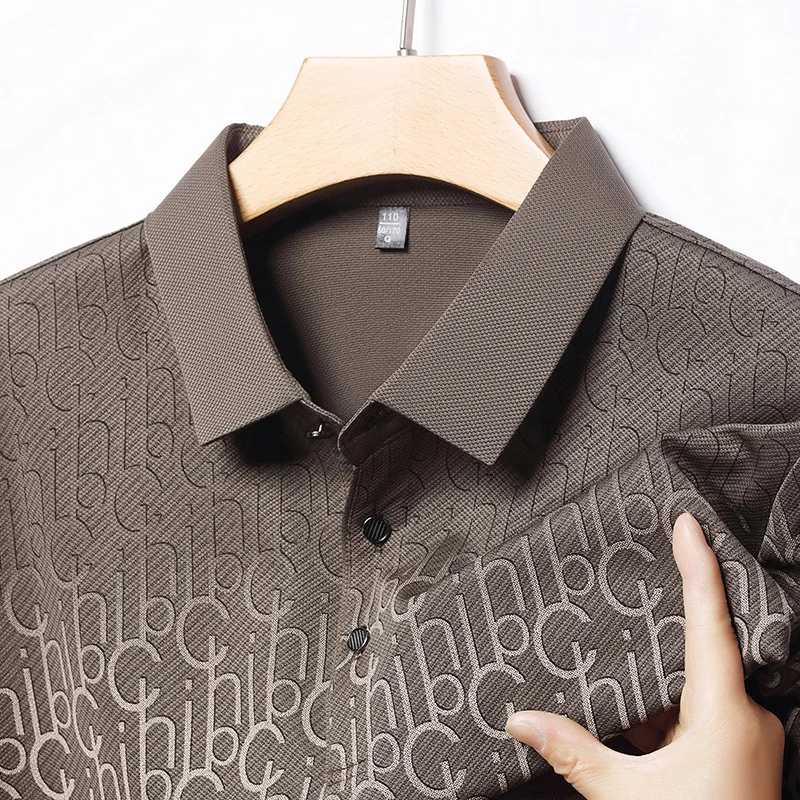 

Новинка лета 205, мужская футболка с короткими рукавами и воротником-поло, повседневная универсальная футболка для папы среднего возраста, топ T