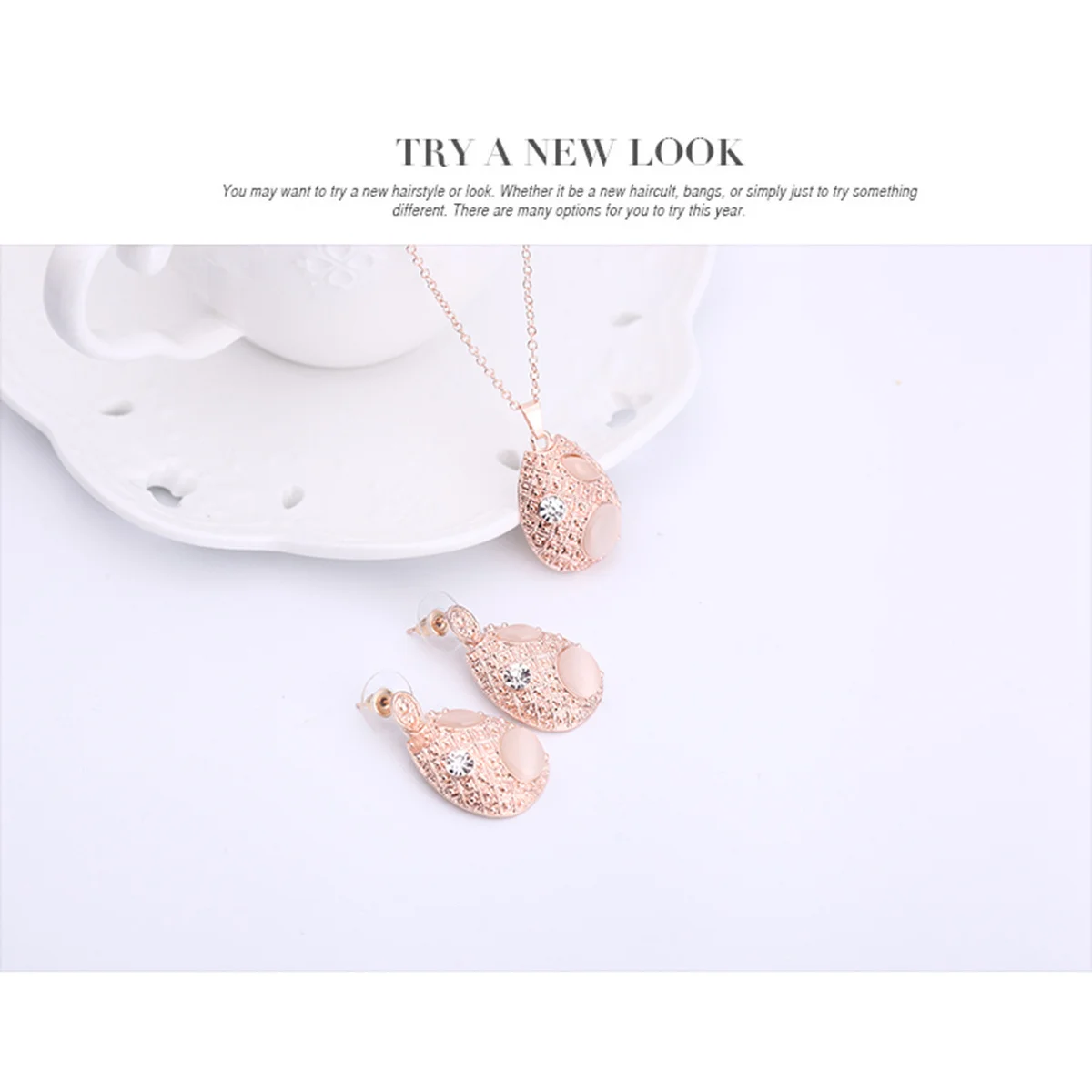 مجموعة أقراط على شكل عين القطة مجوهرات كريستالية بيضاوية الشكل للنساء مجموعة مجوهرات خفيفة الوزن لحفلات الكنيسة والرقص #3