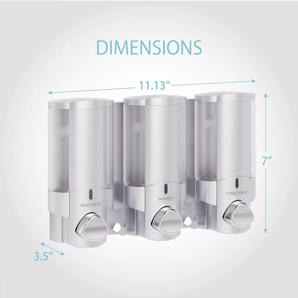 

Products -Chamber Wall Mount Soap and Shower Dispenser, Satin Silver