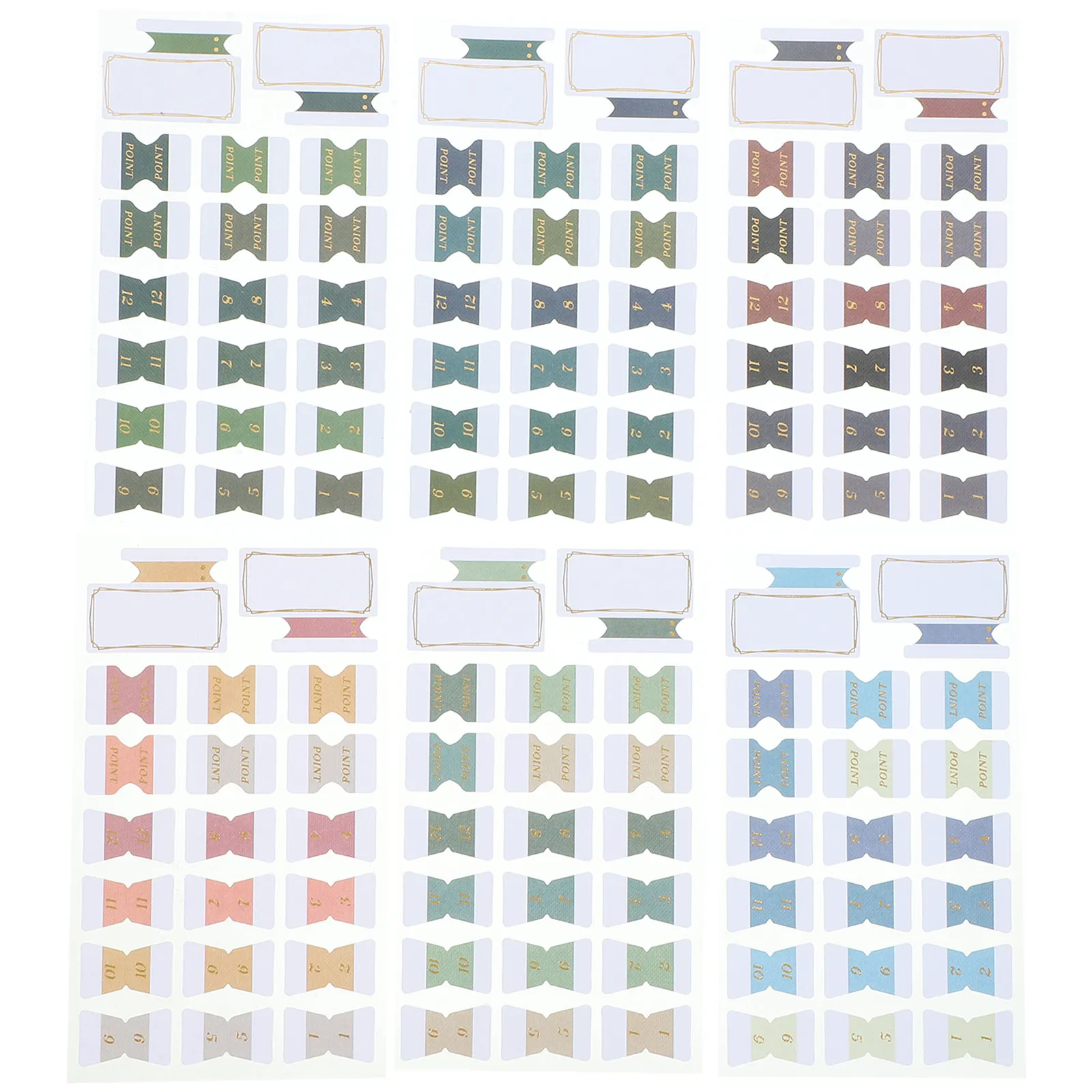 

6 Sheets Retro Index Tabs Colored Sticky Book Markers for Annotation Notes Document Classification Study Work Supplies