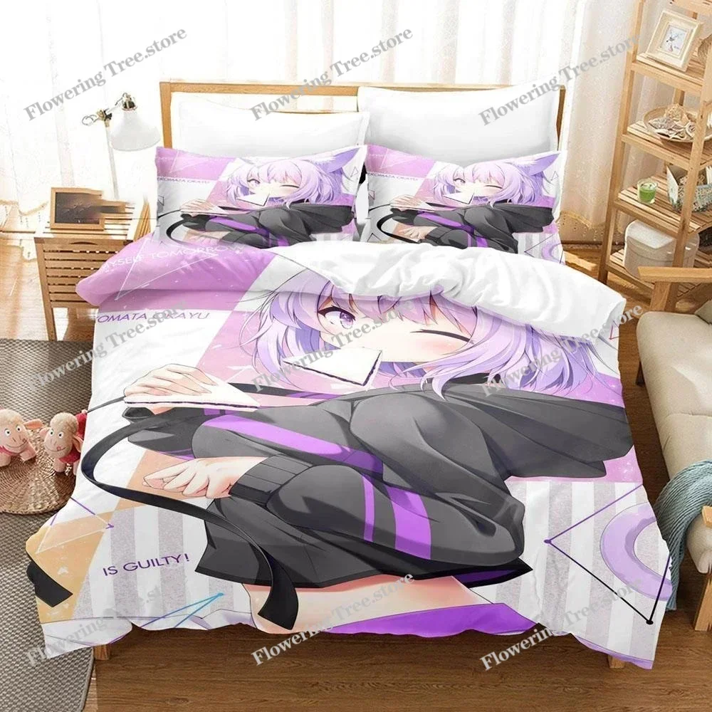 Nekomata Okayu Bedding Set Boys Girls Twin Queen Size Duvet Cover Pillowcase Bed Kids Adult Fashion Home Textileextile 2