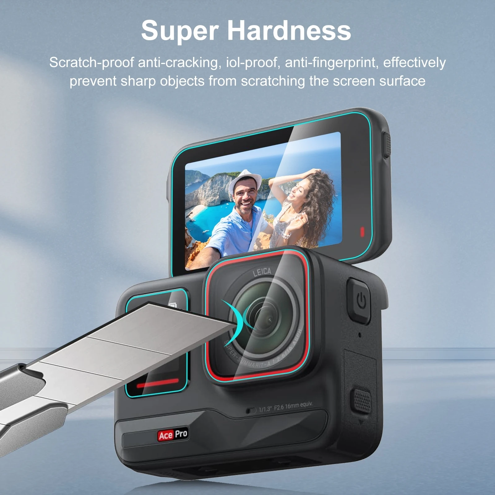 PULUZ 3 in 1 Rear & Front Screen + Lens Tempered Glass Film For Insta360 Ace Pro Accessories