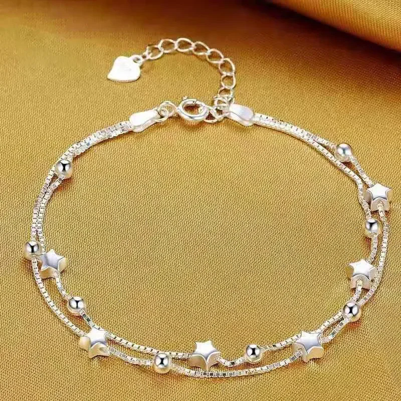 925 Sterling Silver Bracelet Luxury Original Stars Bracelet for Women Korean Fashion Designer Party Wedding Jewelry Holiday Gift