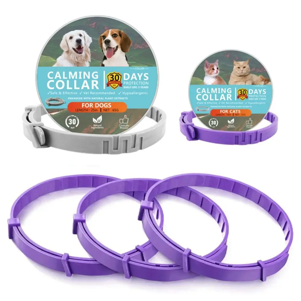 Portable 38cm/63.5cm Pet Calming Collar Adjustable Anxiety Stress Dog Cat Necklace TPR Reduction Pacify Pet Supplies Cats