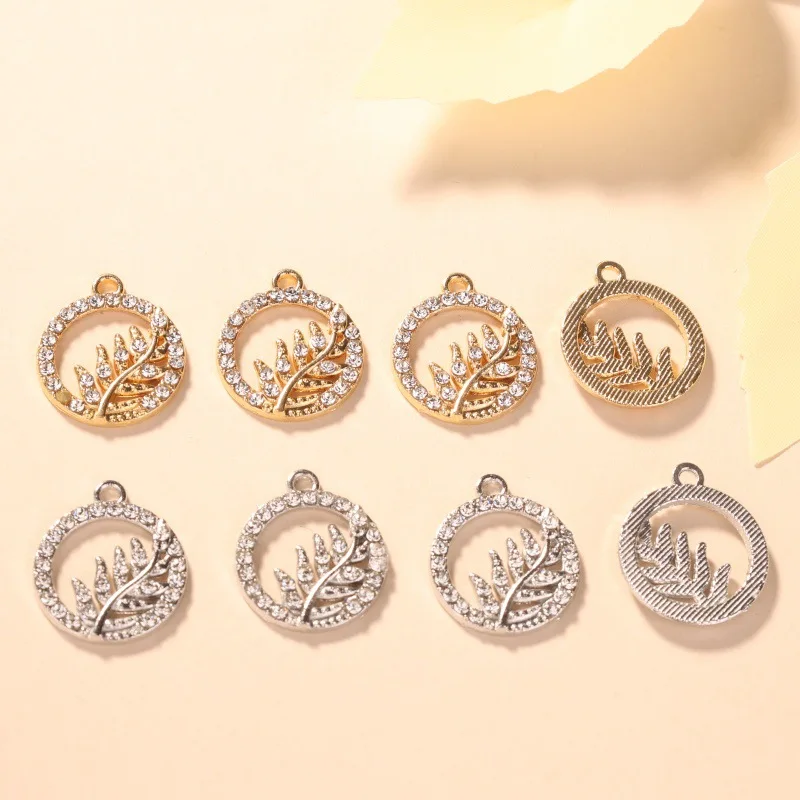 

20pcs/lot Mix DIY Alloy Round Leaves Dot Drill For Charms Bracelet Pendant