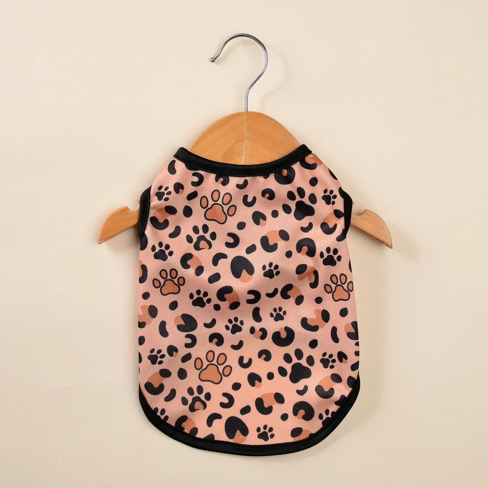 Pet Dog Clothes For Small Dogs Cat Summer Sleeveless Vest Yorkshire Costume Breathable Elastic Leopard Print Puppy Pug T-shirt