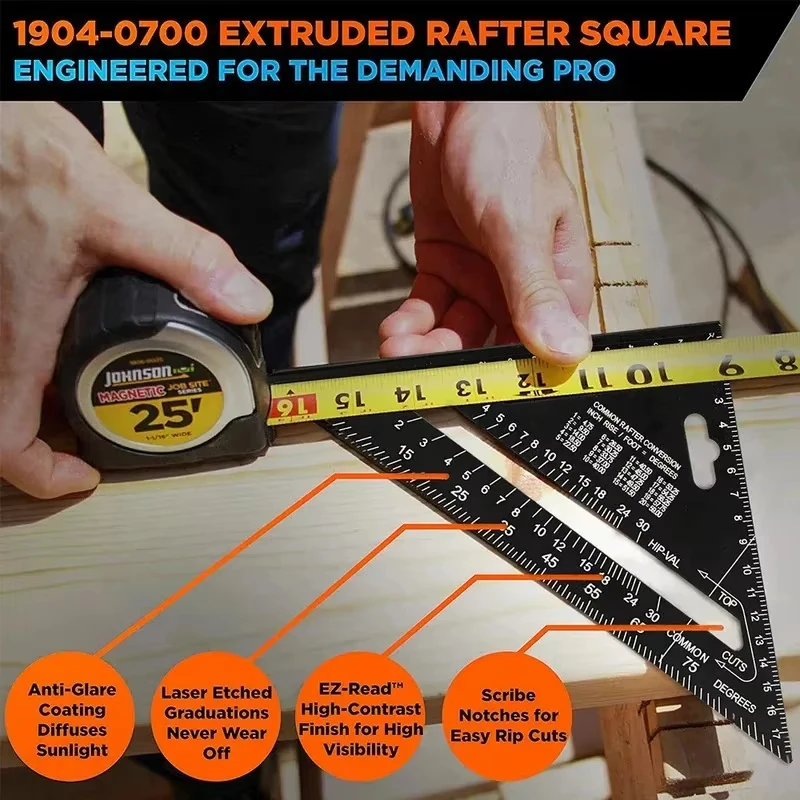 7/12 Inch Aluminum Alloy Triangle Ruler Gauges Speed Protractor Miter Carpenter Line Scriber Saw Guide Percision Measure Tool