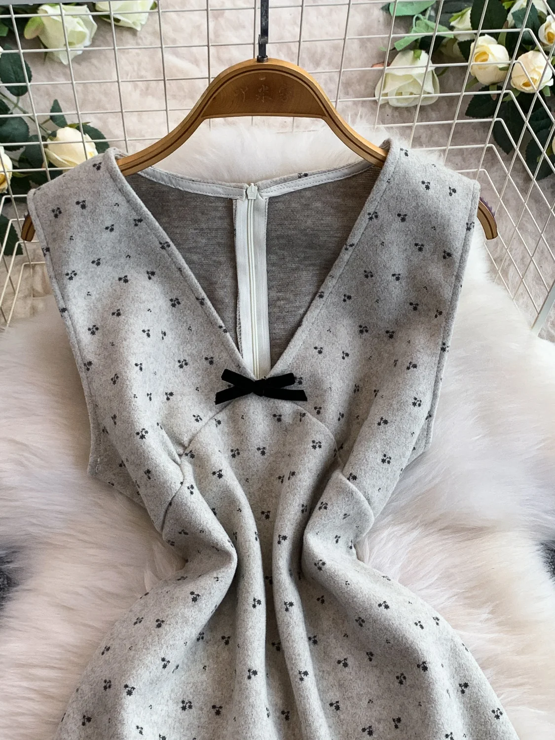 Dolce floreale V-ne Svel Dr Gonna a trapezio a vita alta autunno inverno da donna Ele Garza di lana Bell-Dr