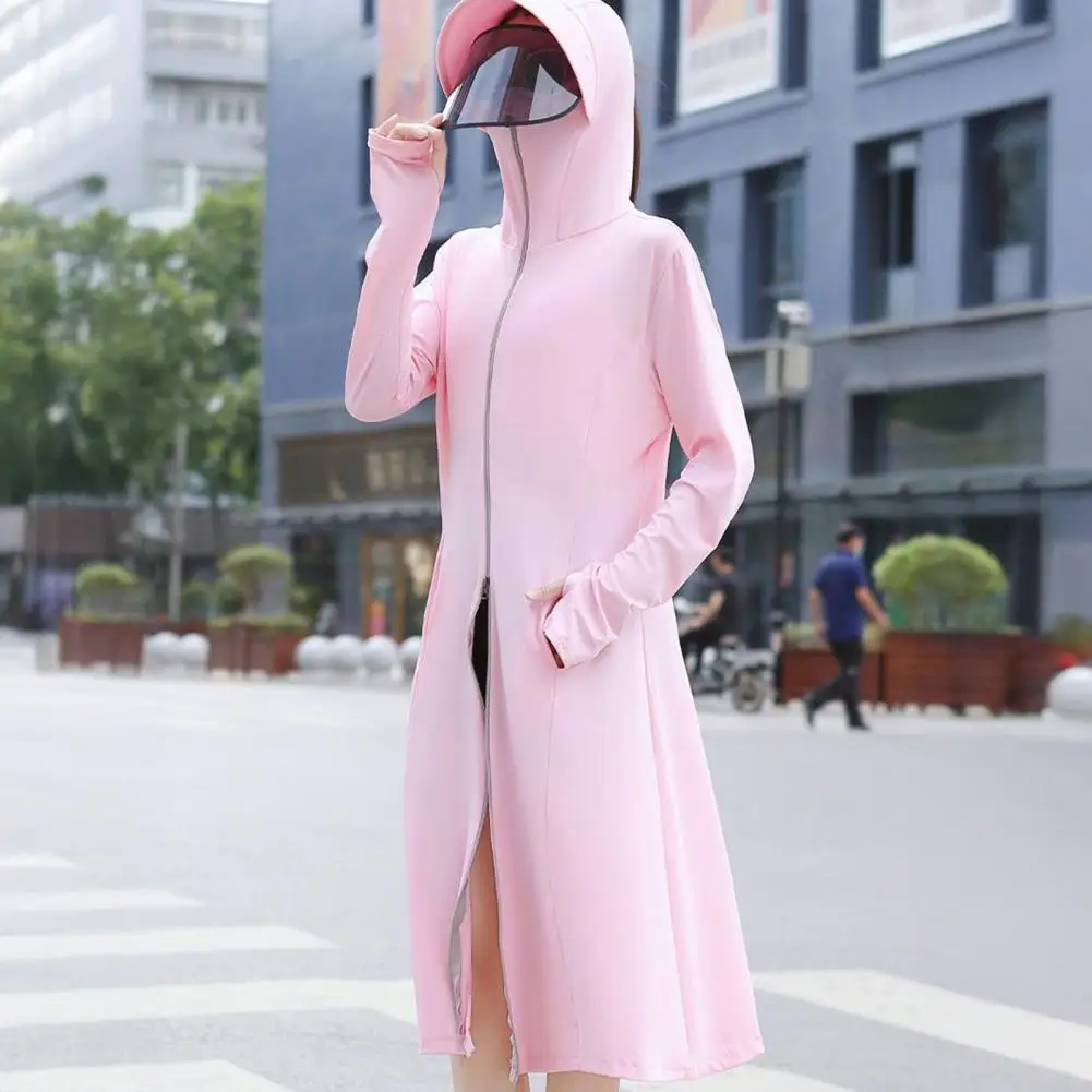 Солнцезащитный крем, защита от солнца, длинное пальто с капюшоном, моющиеся оборки, регулируемая талия, пляжное анти-УФ-платье для женщин