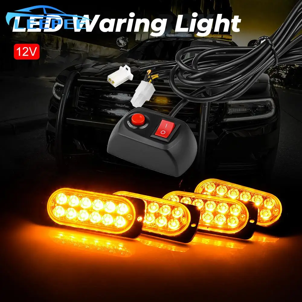 For Car Truck Motorcycle 12V Emergency Warning Lights Car Strobe Flashing Lamp Grille Lights Car Light Strobe Car Accessories