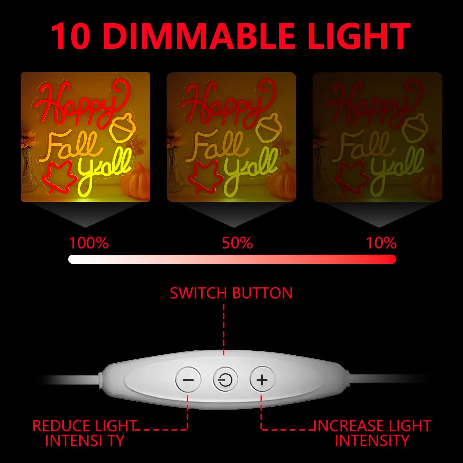 Happy Fall Yall LED Neon Sign Fall Decorations Dimmable Autumn Light for Wall Decor for Thanksgiving Party Home Fireplace