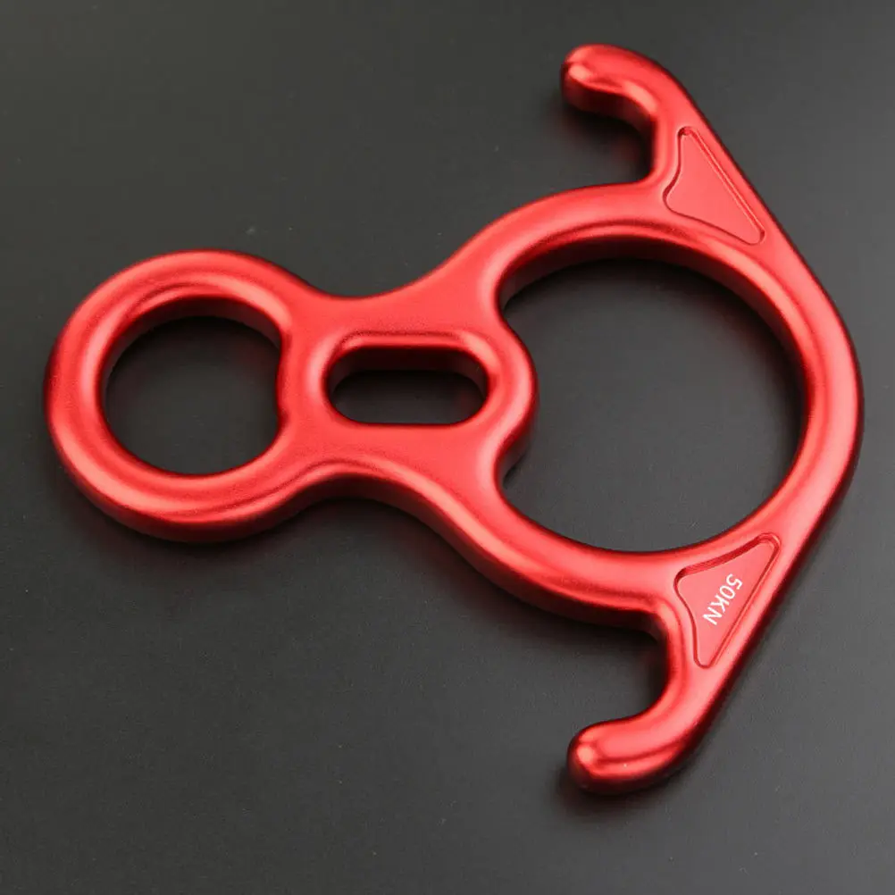 50kn Figure 8 descendeur d'escalade dispositif de rappel en alliage équipement d'urgence rappel contrôle de sécurité descendeur d'escalade rouge