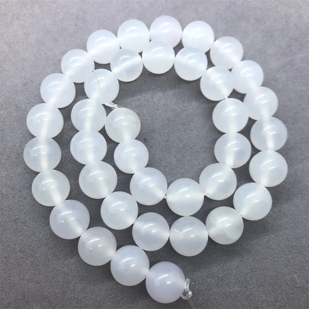 Pierre Naturelle Uto, Agate Blanche AAA, Perles Rondes de 15 Pouces, Brin de 4, 6, 8, 10, 12mm, Taille au Choix, Onyx pour Bijoux, Bricolage, Collier, Bracelet, Vente en Gros