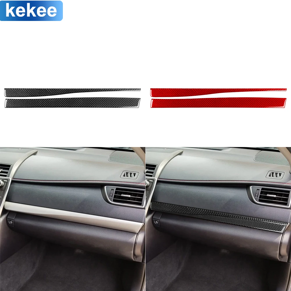 For Toyota Camry 2015 2016 2017 Dashboard Glove Box Trim Panel Cover Real Carbon Fiber Sticker Car Interior Moulding Accessories