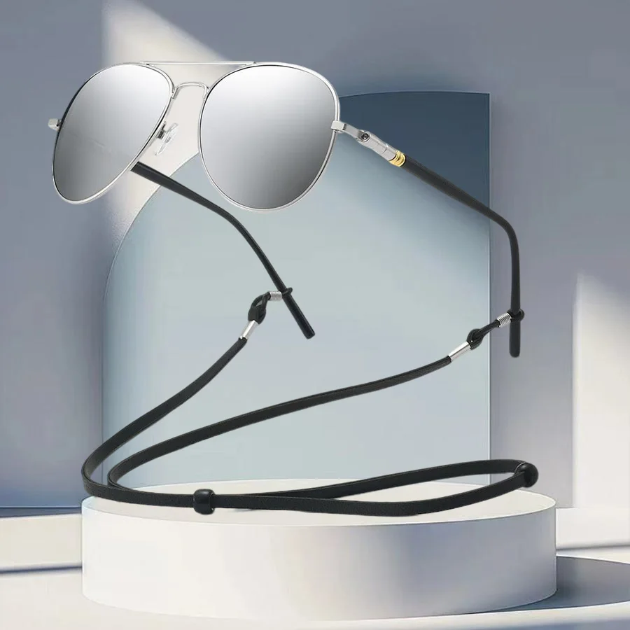 نظارات شمسية عصرية مع سلسلة UV400 للجنسين بإطار معدني كلاسيكي، نظارات واقية لصيد الأسماك والقيادة والمشي لمسافات طويلة والسفر