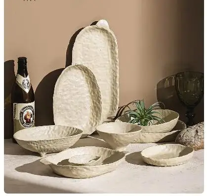 

Irregular Ceramic Dinner Plate Western Plates Steak Fish Fruit Salad Bowl Rice Sauce Dish Snack Dessert Bowls