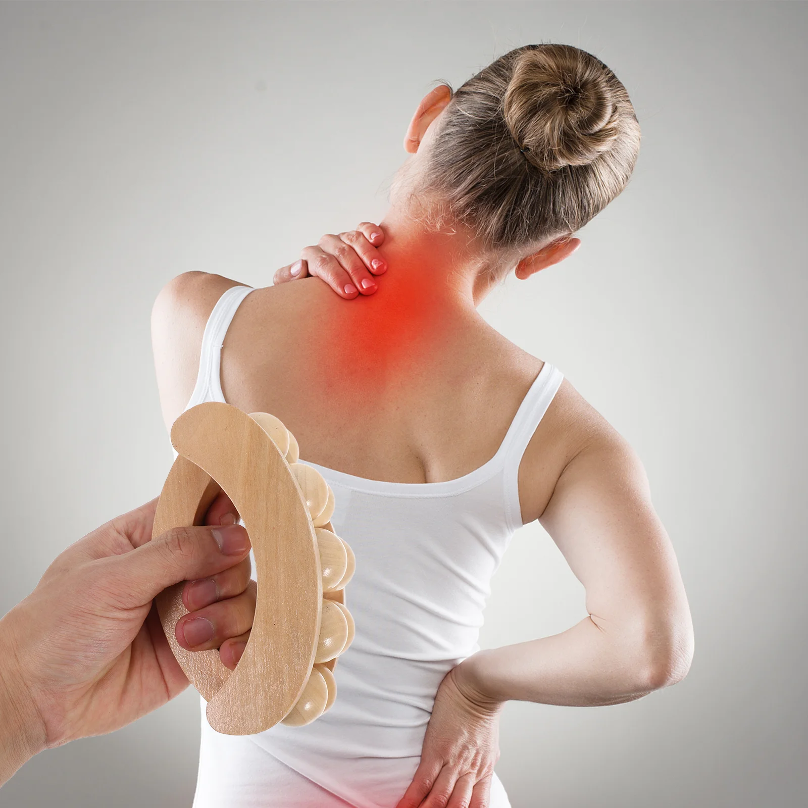 10-Perlen-Rückenmassagegerät aus Holz mit zwei Reihen, ergonomischer Handroller zur Entspannung von Akupunkt und Stressabbau jederzeit und überall