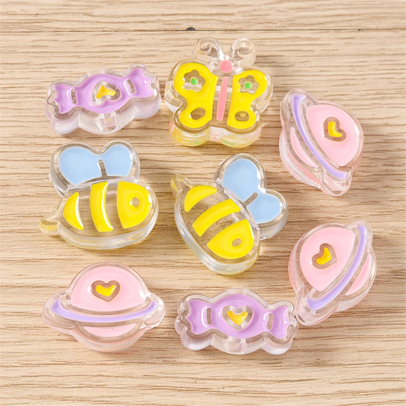 5 Stück Cartoon-Tier-Charms, Harz-Bienen- und Schmetterlings-Abstandshalter, lose Charms-Perlen für die Schmuckherstellung, Armbänder, Halsketten, DIY-Bastelarbeiten, Geschenke – Detail 9
