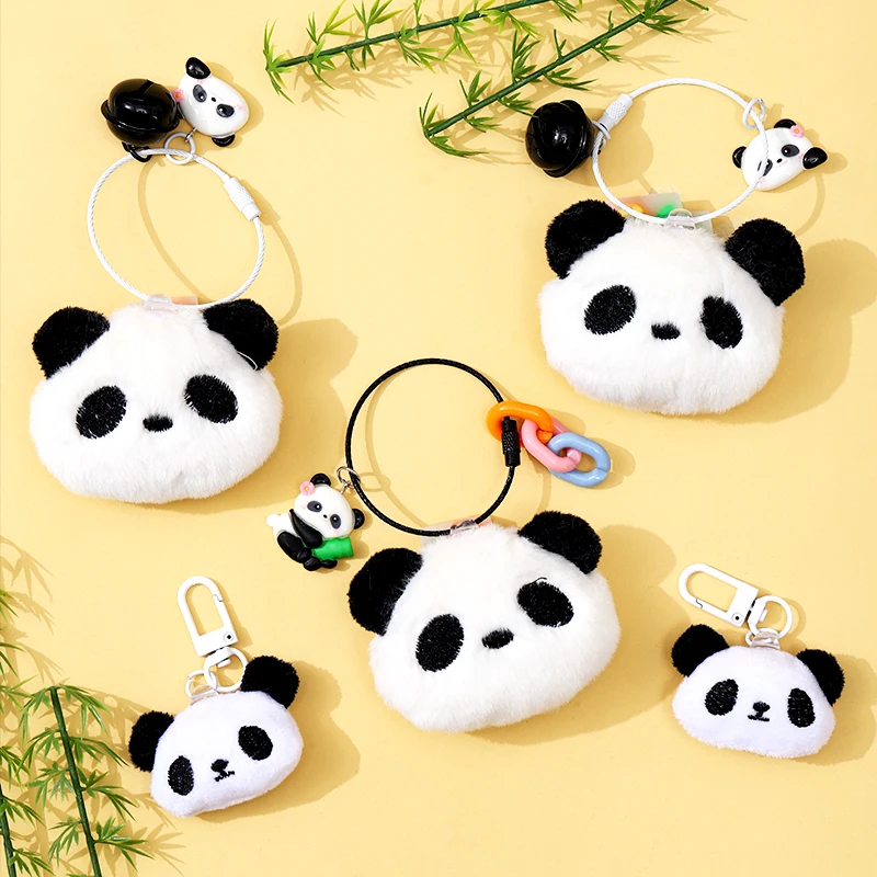 Cartoon Plush Panda Doll Schoolbag Pendant Keychain Cute Plush Toy Doll Ornament Gift