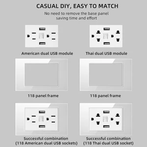 Herepow-Tomada Double Standard American Standard Wall, 118 Series, Intelligent Appliance, Type C 3.1a, fast loading, Thailand 6 Main Sales T Plug - №6
