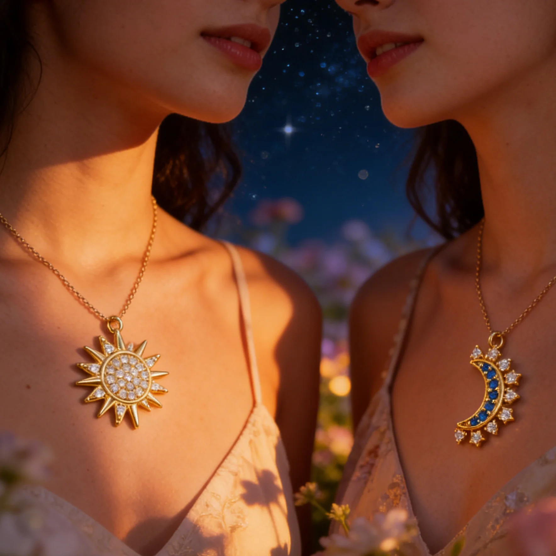 1Set 2026 New Arrivals Brass Galaxy Charms For Jewelry Making 18K Gold Plated Sun Moon Micro Pave Blue Cubic Zirconia Pendant