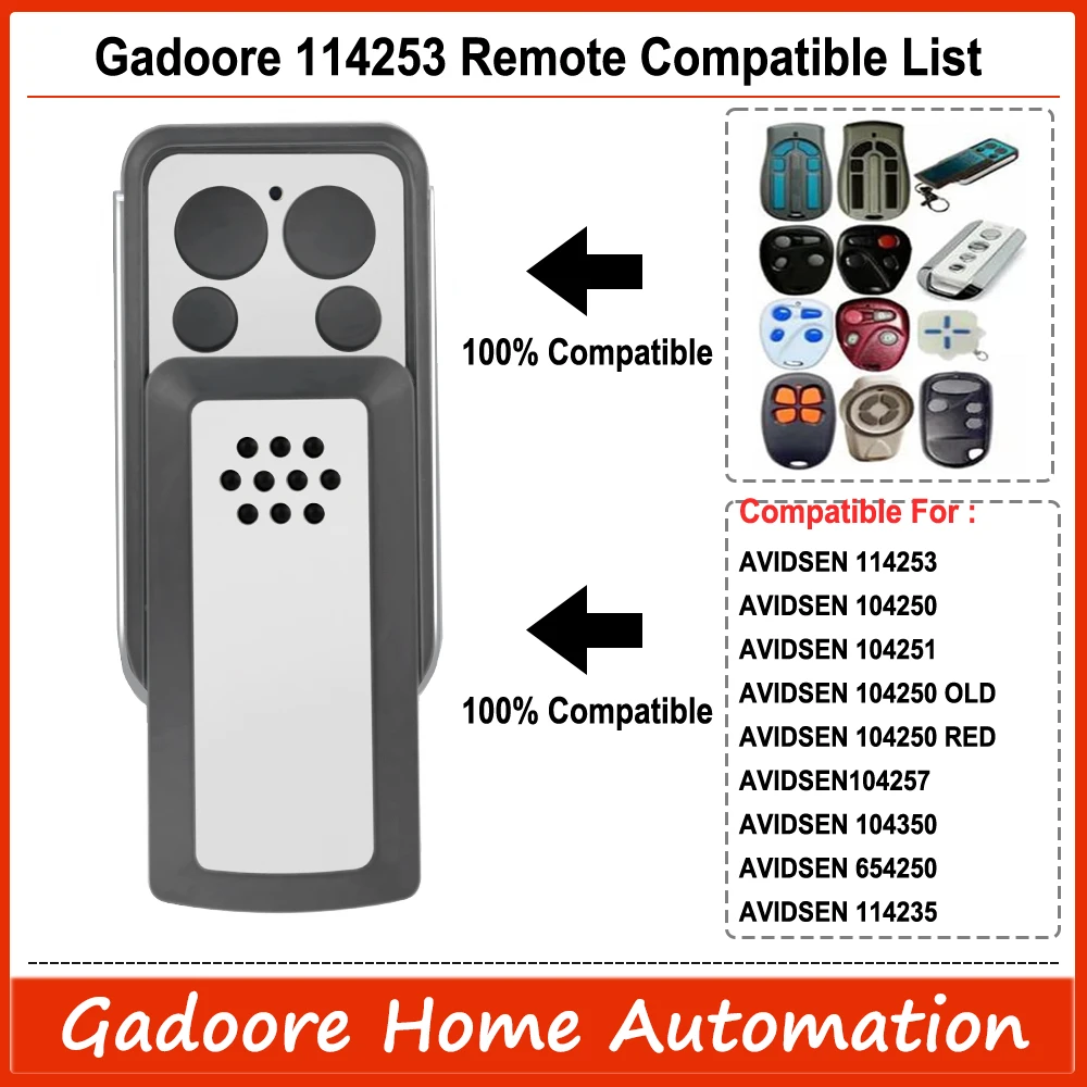 Gadoore Avidsen 114253 Garage Door Remote Compatible with 433Mhz Avidsen 114253 104257 104251 Extel Thomson Garage Control