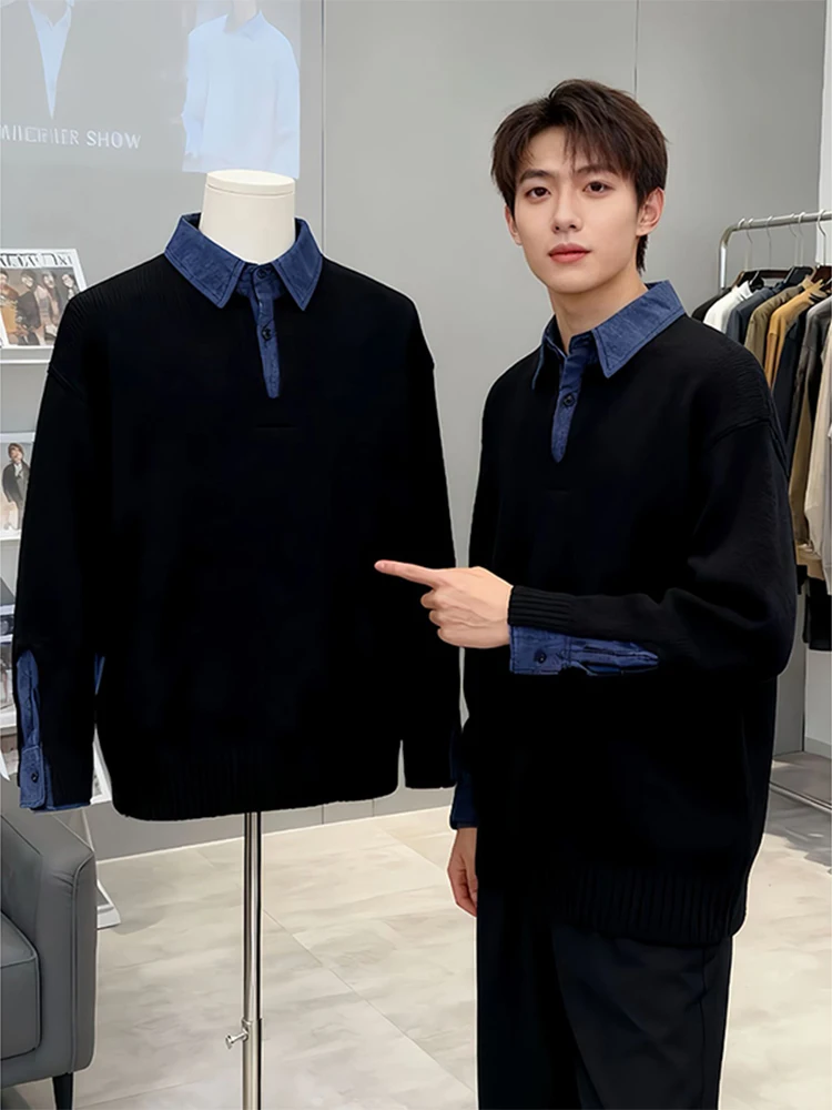 

Bla Knitted Sweater Men's Sle Lazy Faion High-End Feeling Base Layer American Sle Long Sve Casual Neline